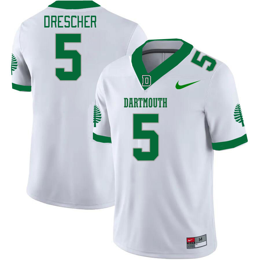 Men-Youth #5 Zach Drescher Dartmouth Big Green 2023 College Football Jerseys Stitched-White